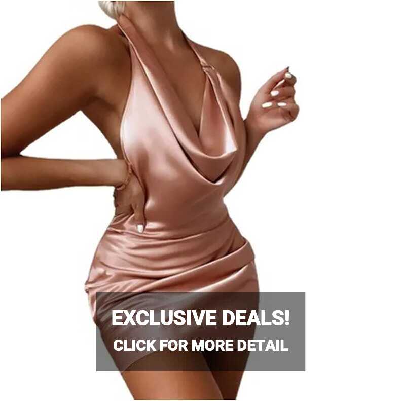 Halter Sexy Satin Bodycon Mini Dresses For Women Elegant Backless ...