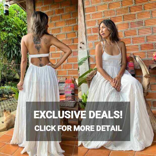 Handmade Boho Cotton Open Back Maxi Dress,backless Maxi Dress ...