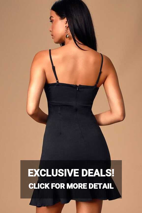 Heart Eyes Black Ruffled Bodycon Mini Dress