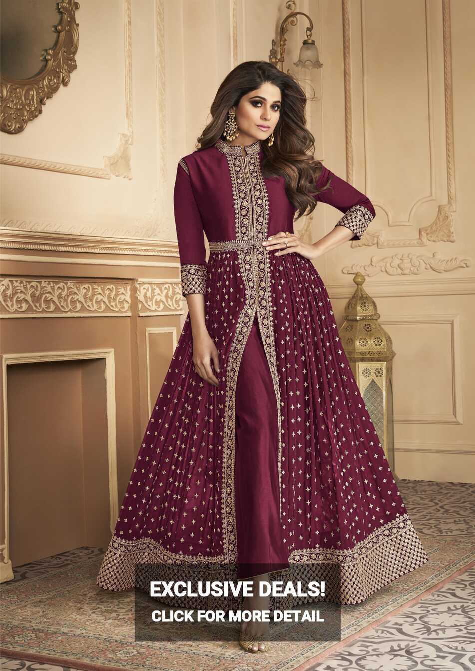 Heavy Designer Real Georgette Party Wear Indo Western Style Suit ...