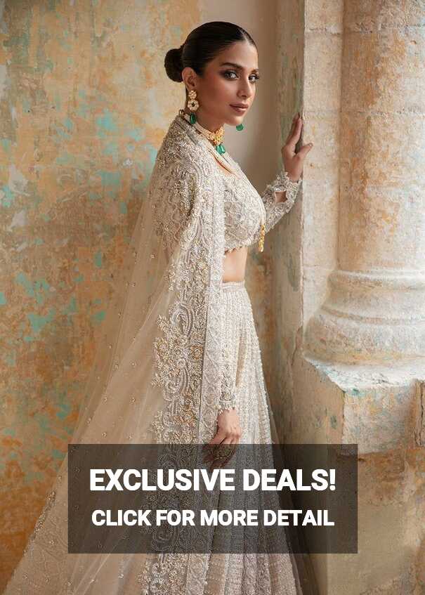 Heavy White Indian Wedding Dress Lehenga Choli #BN910 - CUSTOM SIZE