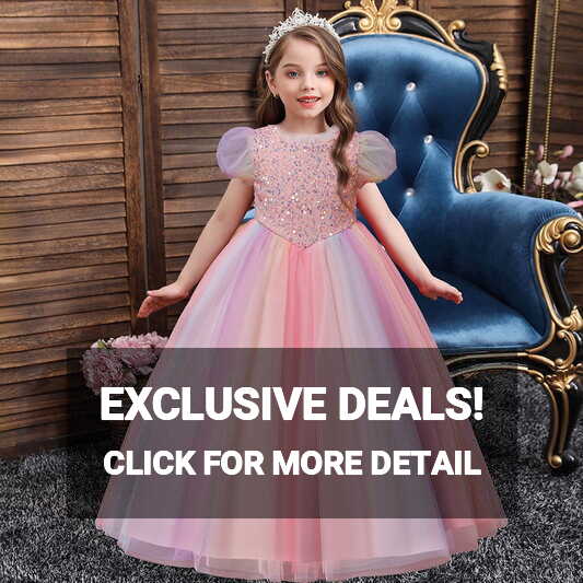 Herrnalise Children Dress Girl Puff Sleeve Princess Dress Long ...