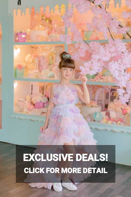 High Low Tulle Tutu Dress for Girls, Rainbow Flower Girl Dress ...