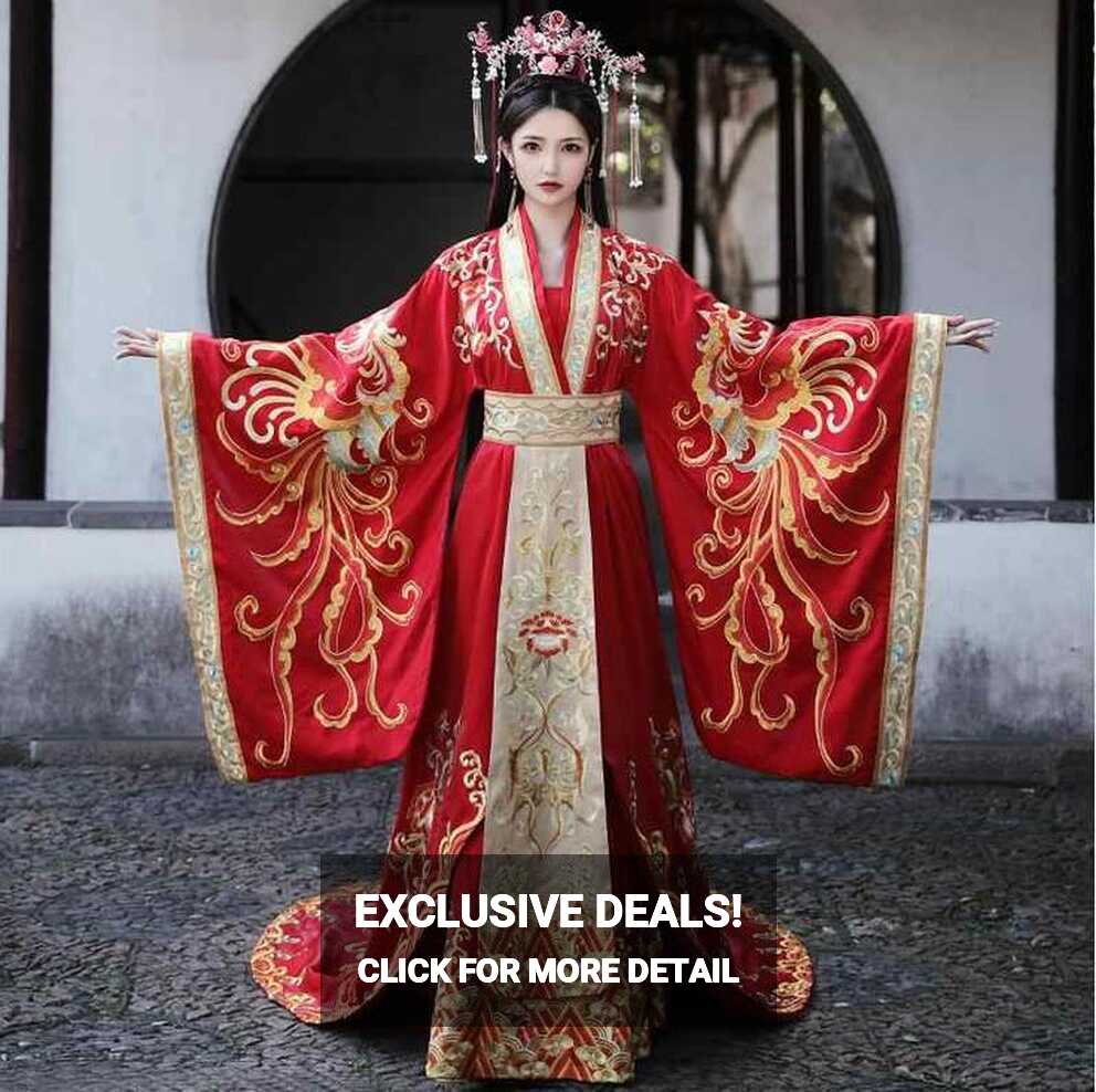 High Quality Chinese Ancient Wedding Hanfu Bride Long Tail Couple ...