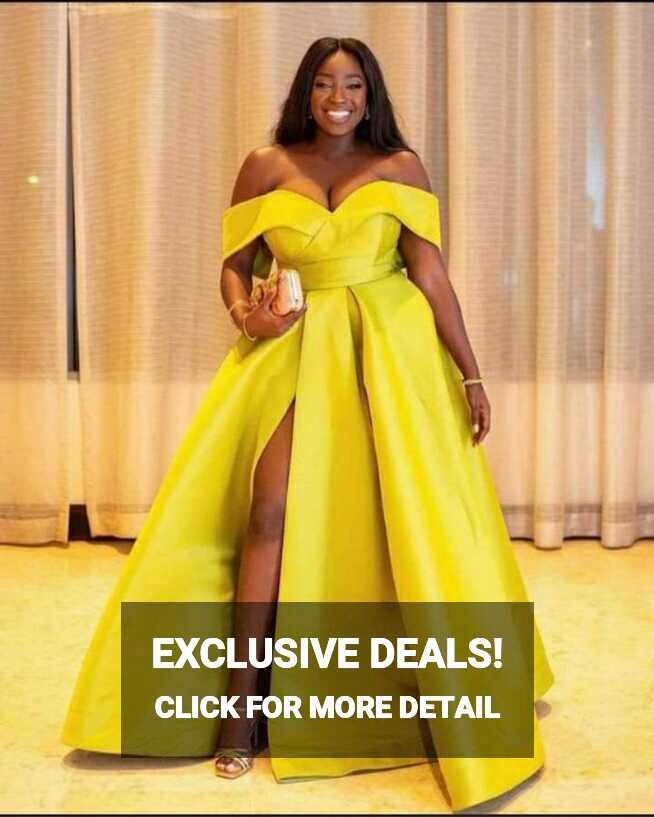 High Slit Long Gown , Yellow Prom Dress , Elegant Style for Women ...