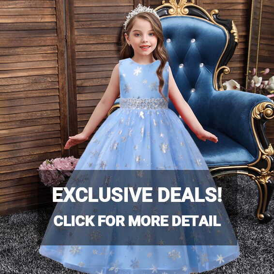 Honeeladyy Children Dress Girl No Sleeve Princess Dress Snowflake ...