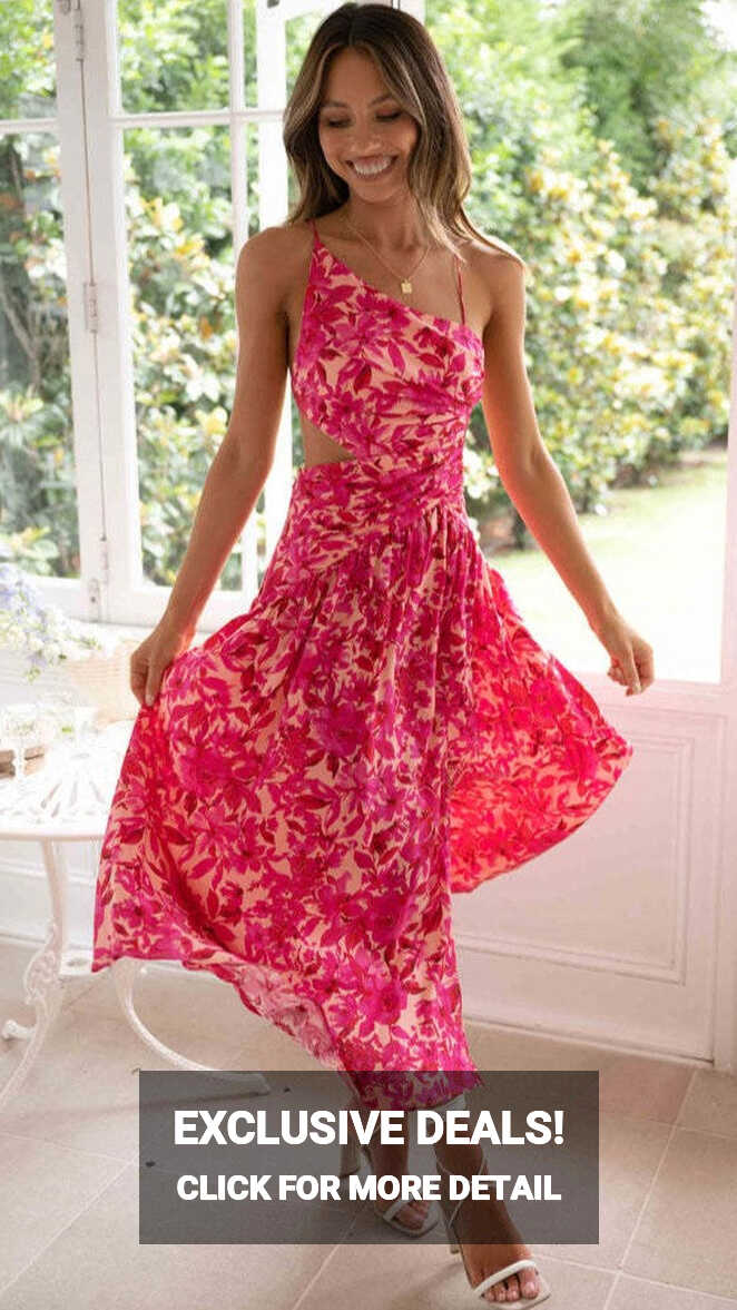 Hot Pink Floral Slip Midi Dress – Gabi Swimwear