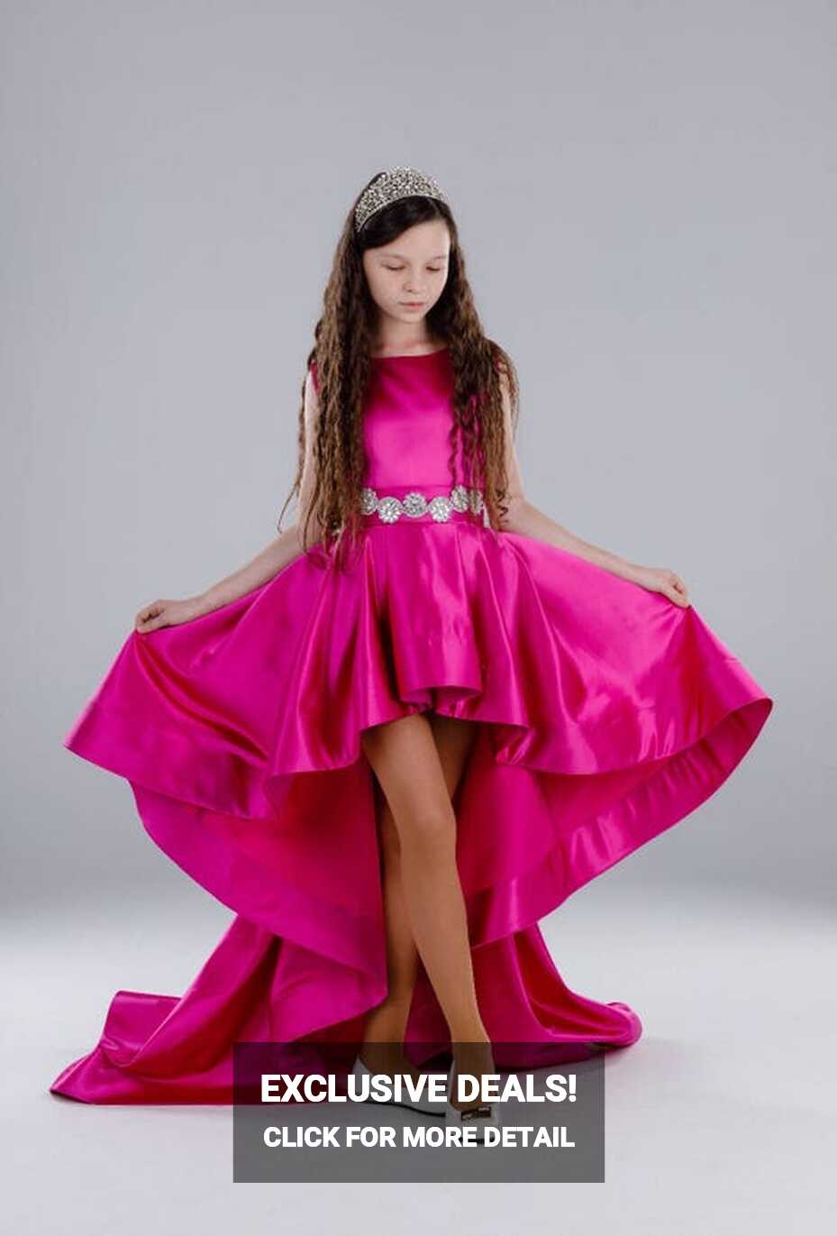 Hot Pink Pageant High Low Dress With Train /fun Fashion Pageant ...