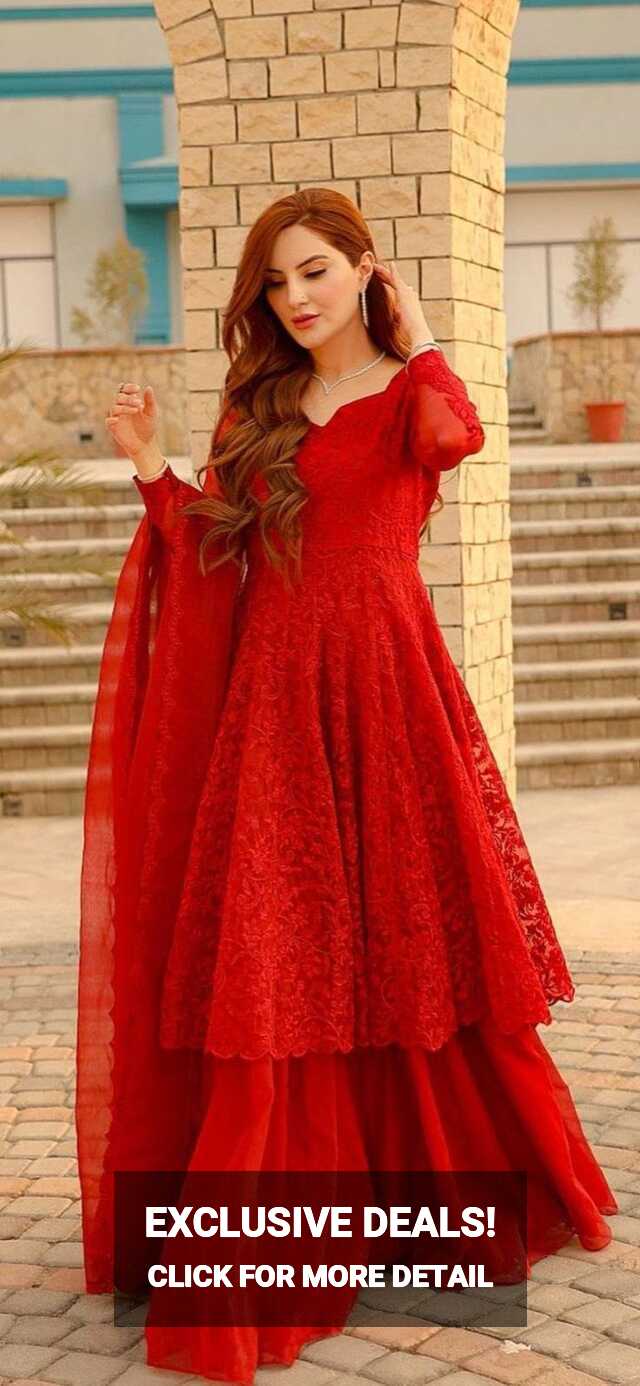 Hot Red Pakistani dress