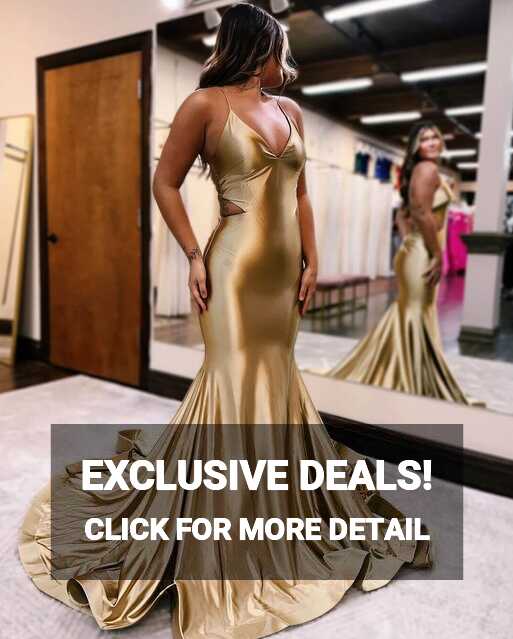 Hot Simple Gold Prom Dresses 2024 Satin Mermaid Formal Dress ...