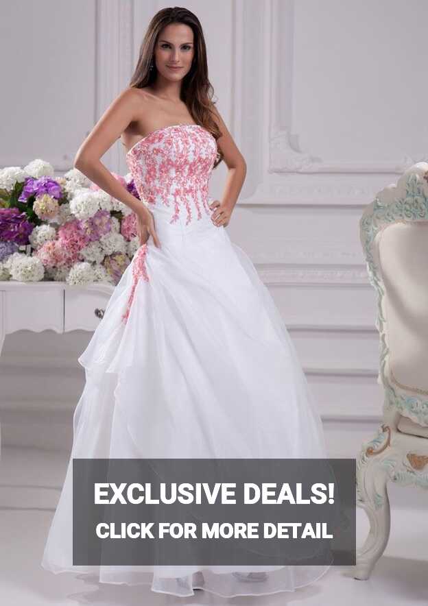 Hot pink and white wedding dresses