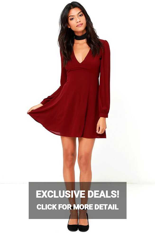 How Sweet Wine Red Long Sleeve Dress