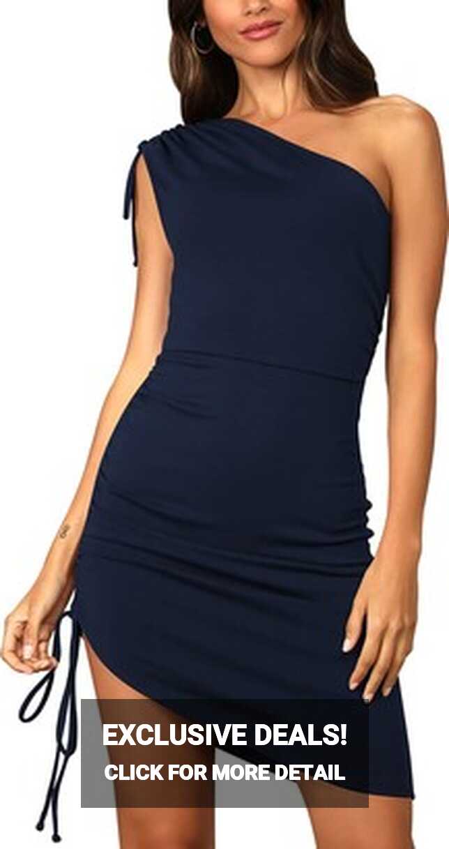 IHOT Night Out Dress for Women One Shoulder Bodycon Sleeveless ...