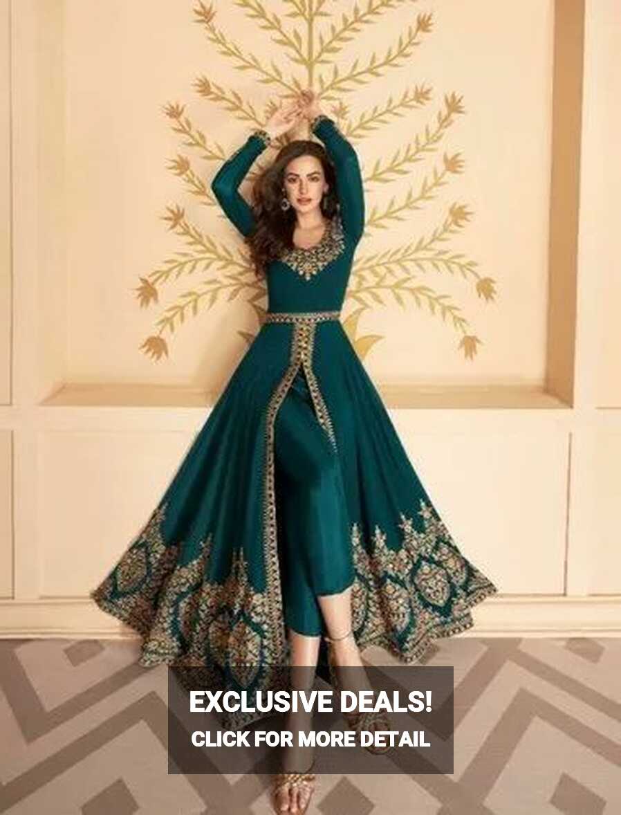 INDIA ATTIRES Semi-Stitched Tapeta Silk Wedding Anarkali Suit ...