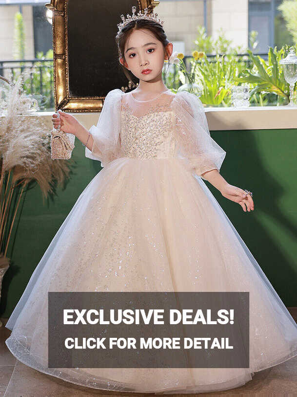 Illusion Neck Glitter Tulle Tutu Maxi Long Ball Gown Dress ...