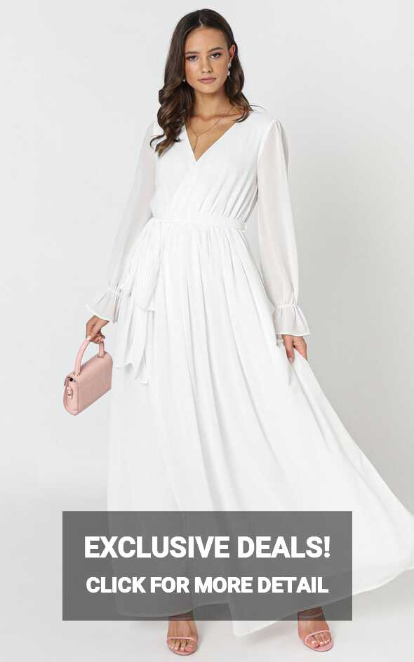 In Love Long Sleeve Maxi Dress In White | Showpo EU