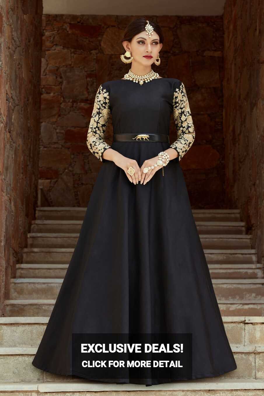 Indian Dress Black Color Indo Western Gown 1108