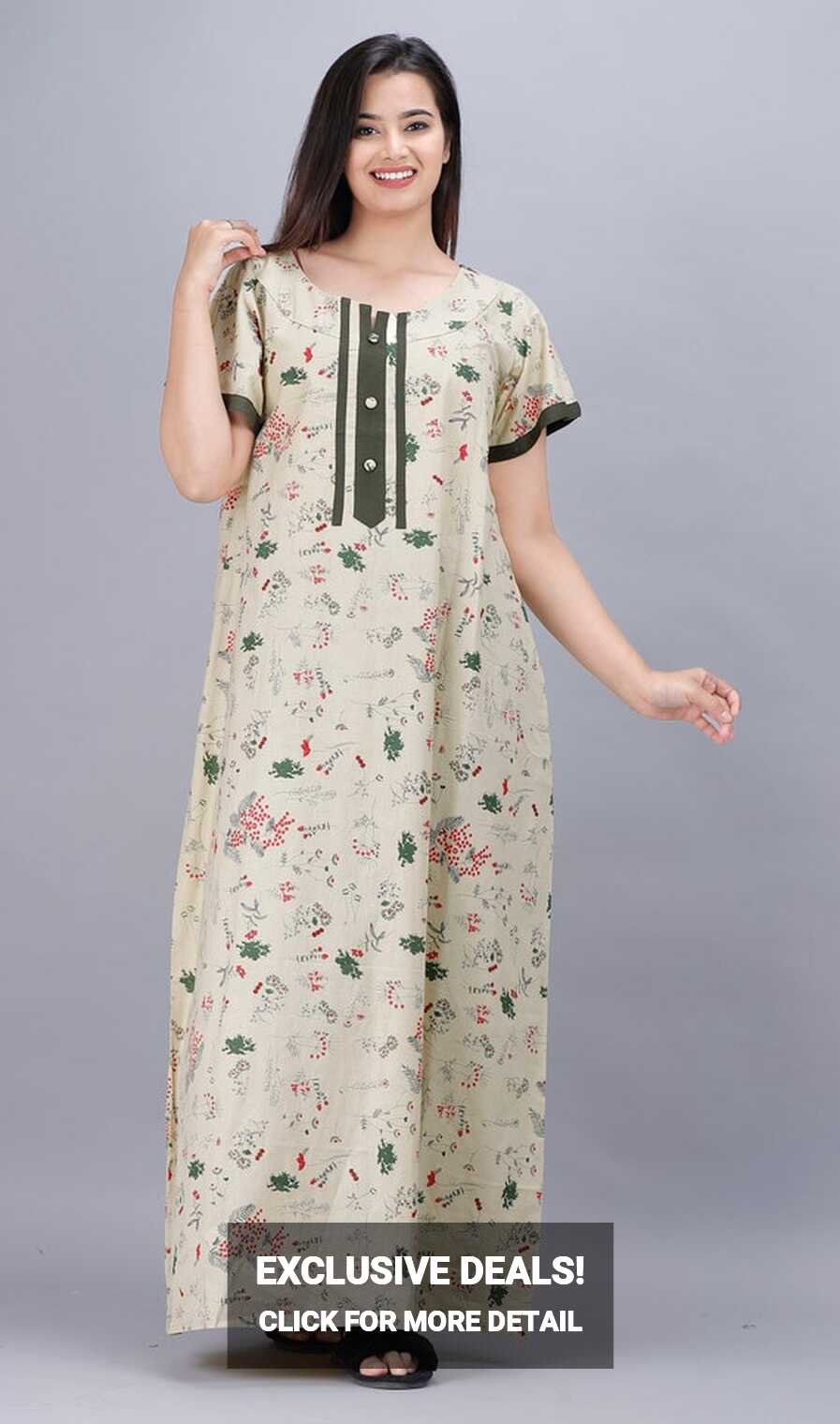 Indian Nighty, Women Nighty, Summer Night Dress, Sleepwear, Floral ...