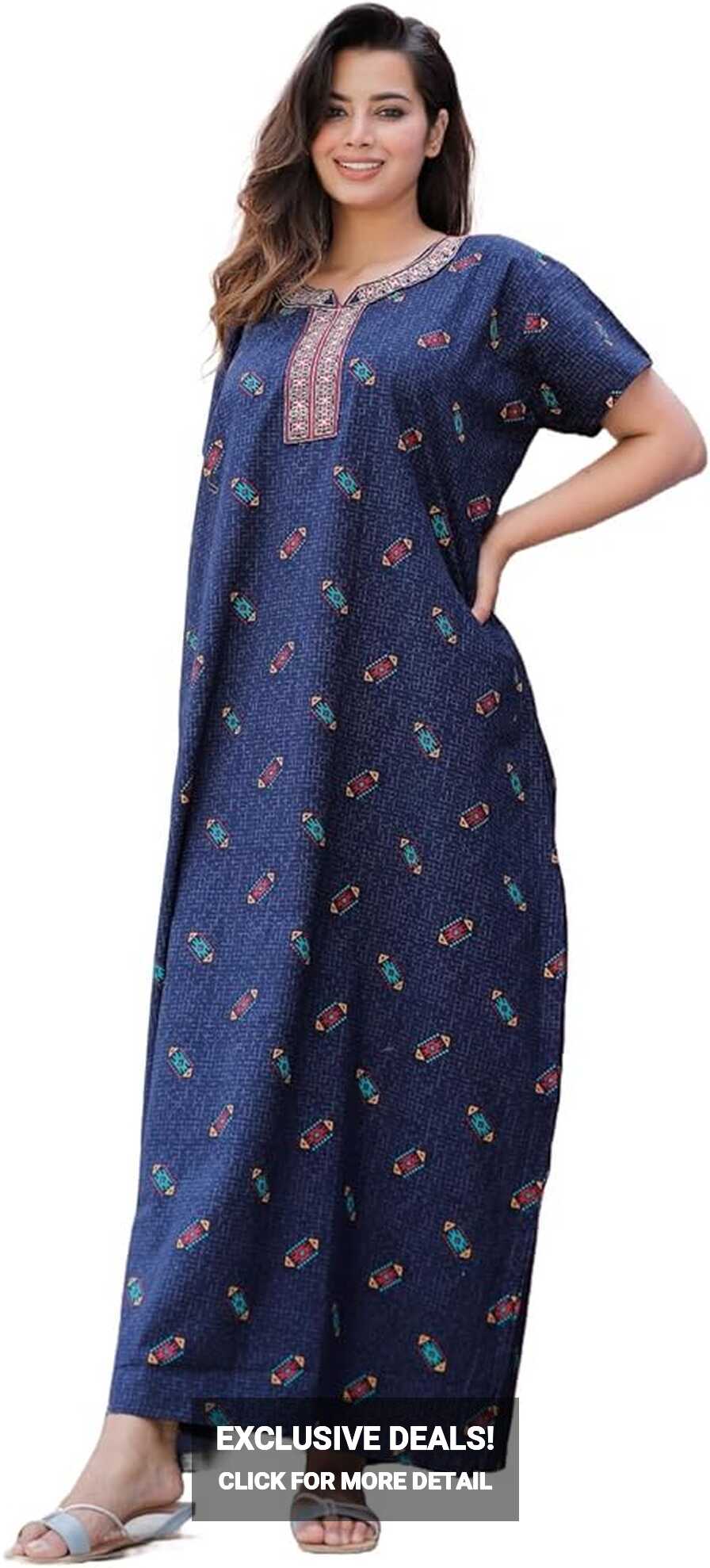 Indian Women&#39;s Cotton Traditional Printed Maxi Long Nightgowns ...