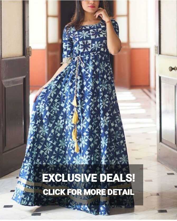 Indigo Kalamkari Maxi Dress