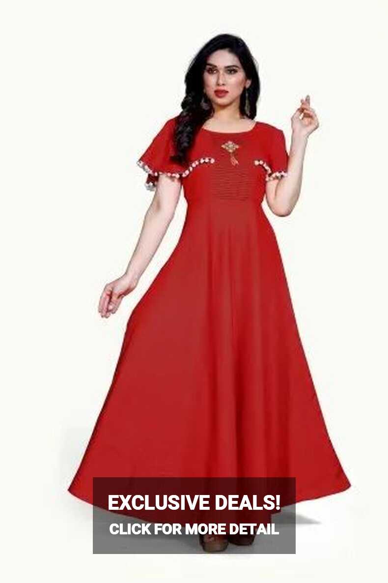 Indo Western Designer Red Gown, Plain, Stitched at Rs 310/piece in ...