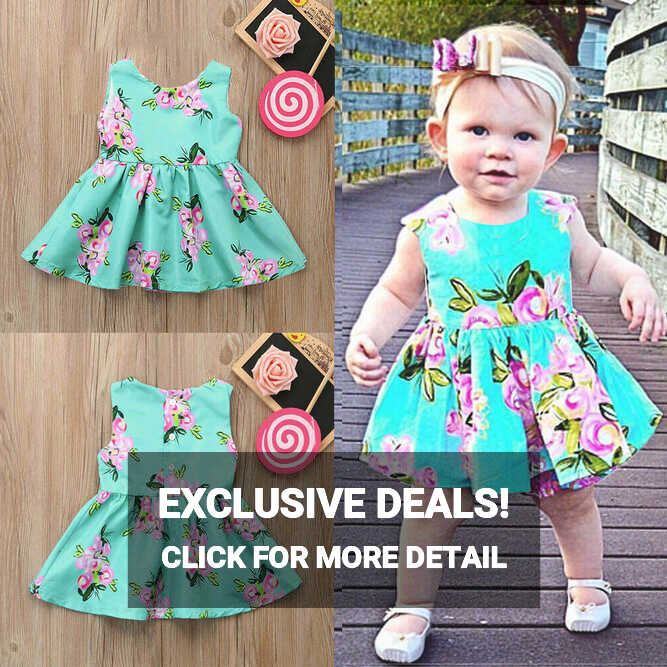 Infant Baby Girls Kids Floral Print Sundress Clothes Princess ...