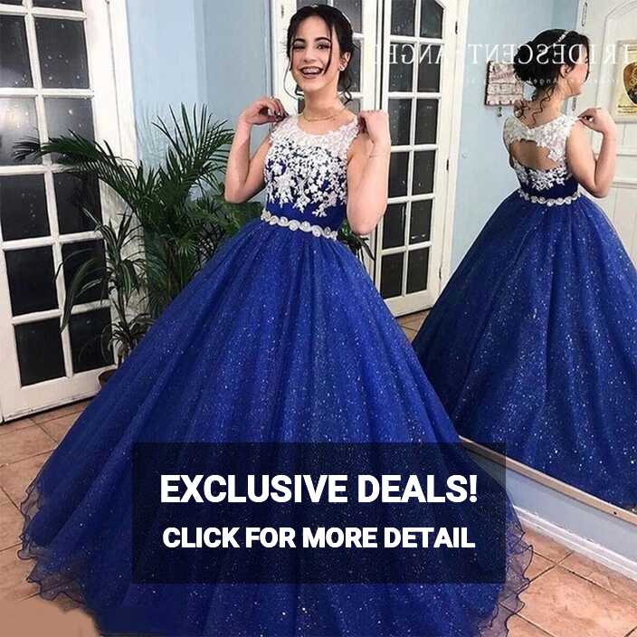 Iridescent Ball Gown Royal Blue 15 Year Old Girls Sexy Quinceanera ...