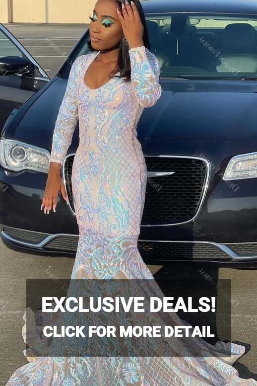 Iridescent Sequin Mermaid Long Sleeve Tailor Made Prom Dress