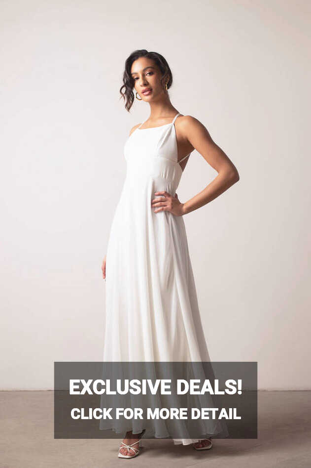 Ivory Maxi Dress - White Slit Dress - Square Neck Dress