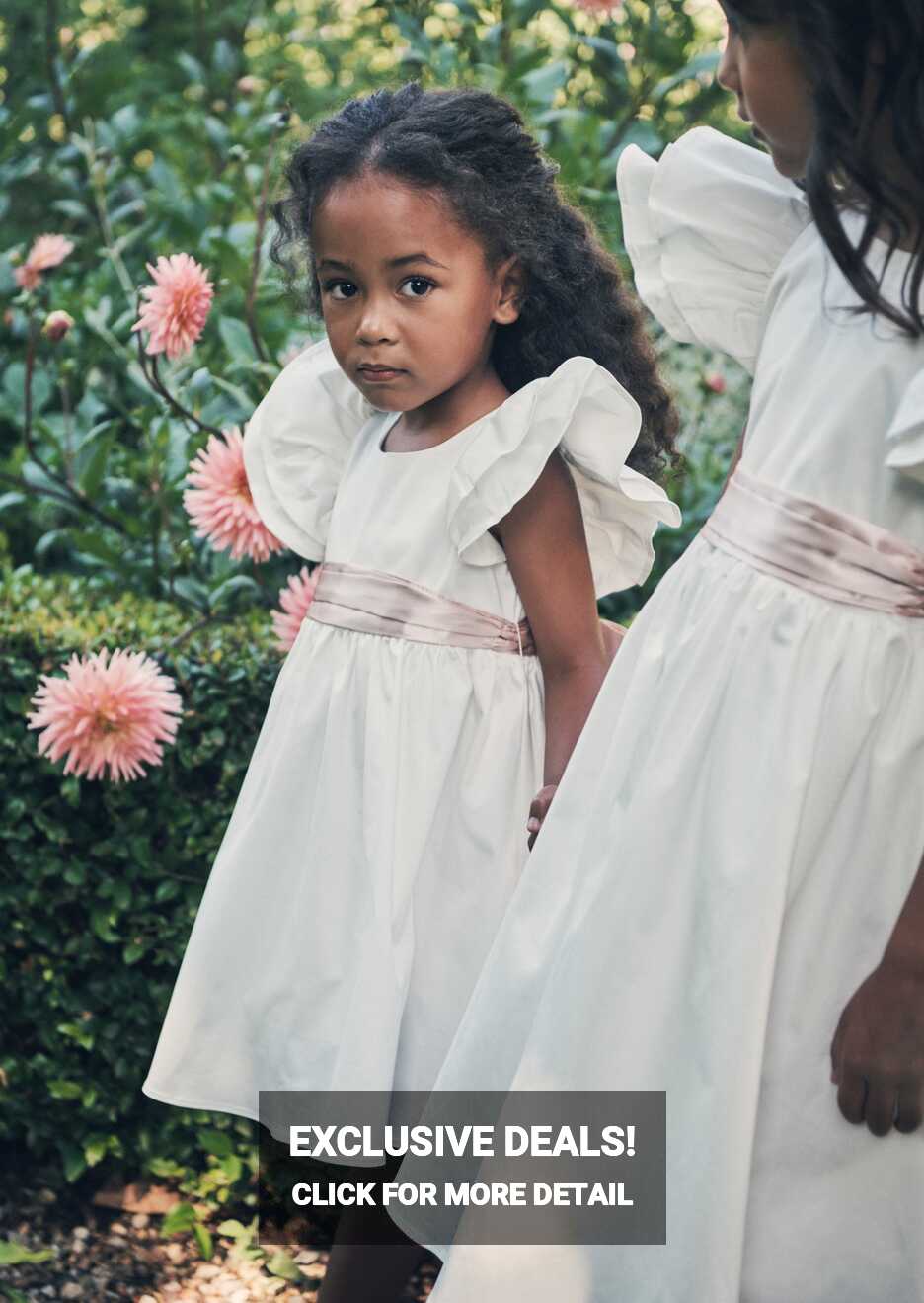 Ivory Taffeta Flower Girl Dress | Pink Sash | Angel &amp; Rocket