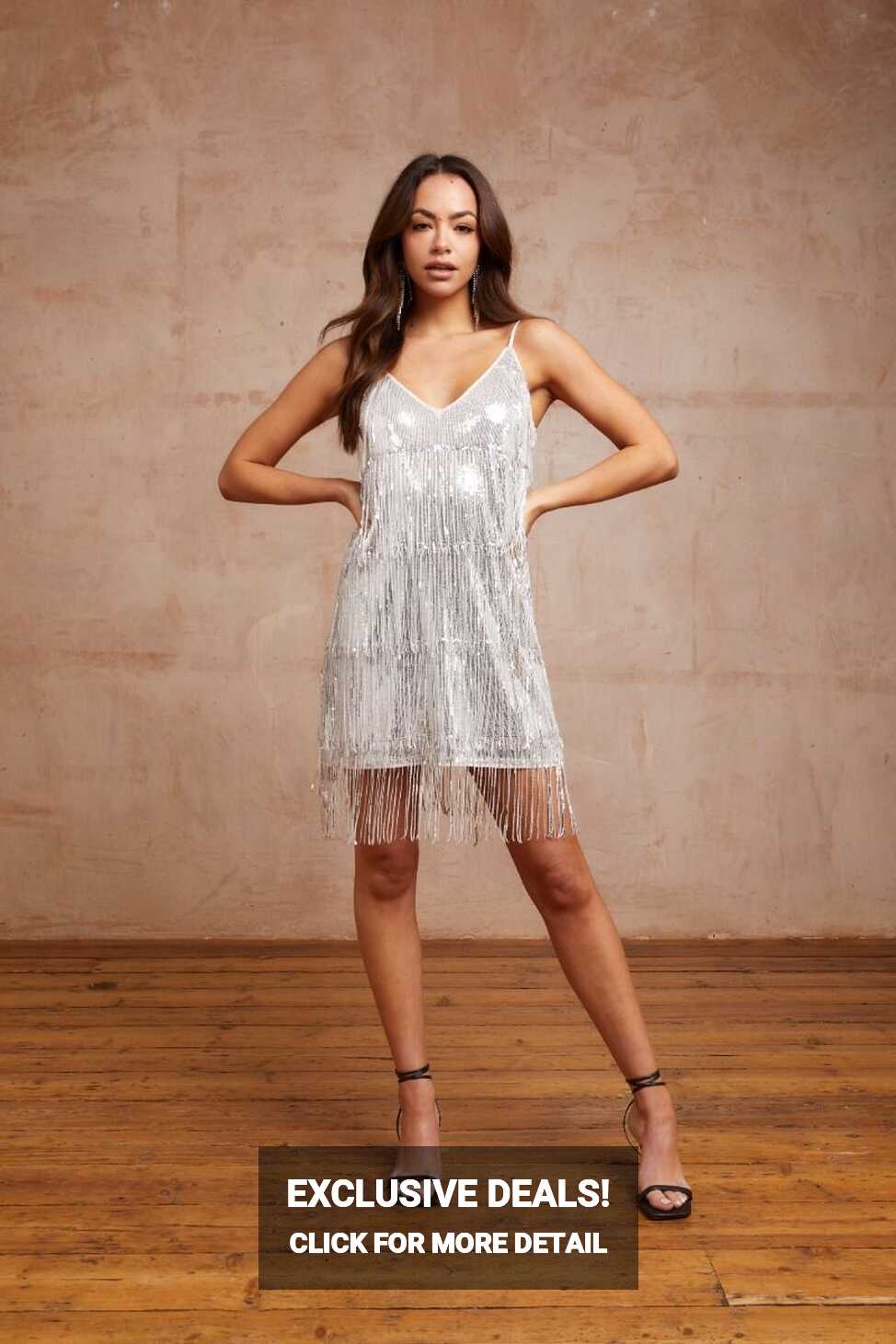 JADED ROSE ARZOO SILVER SEQUIN MINI DRESS