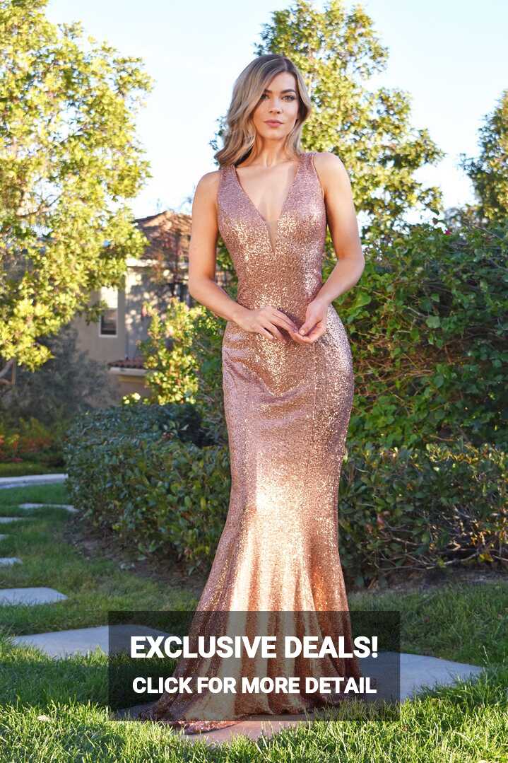 Jackie Gown rose gold sequins dress – Mia Bella Couture