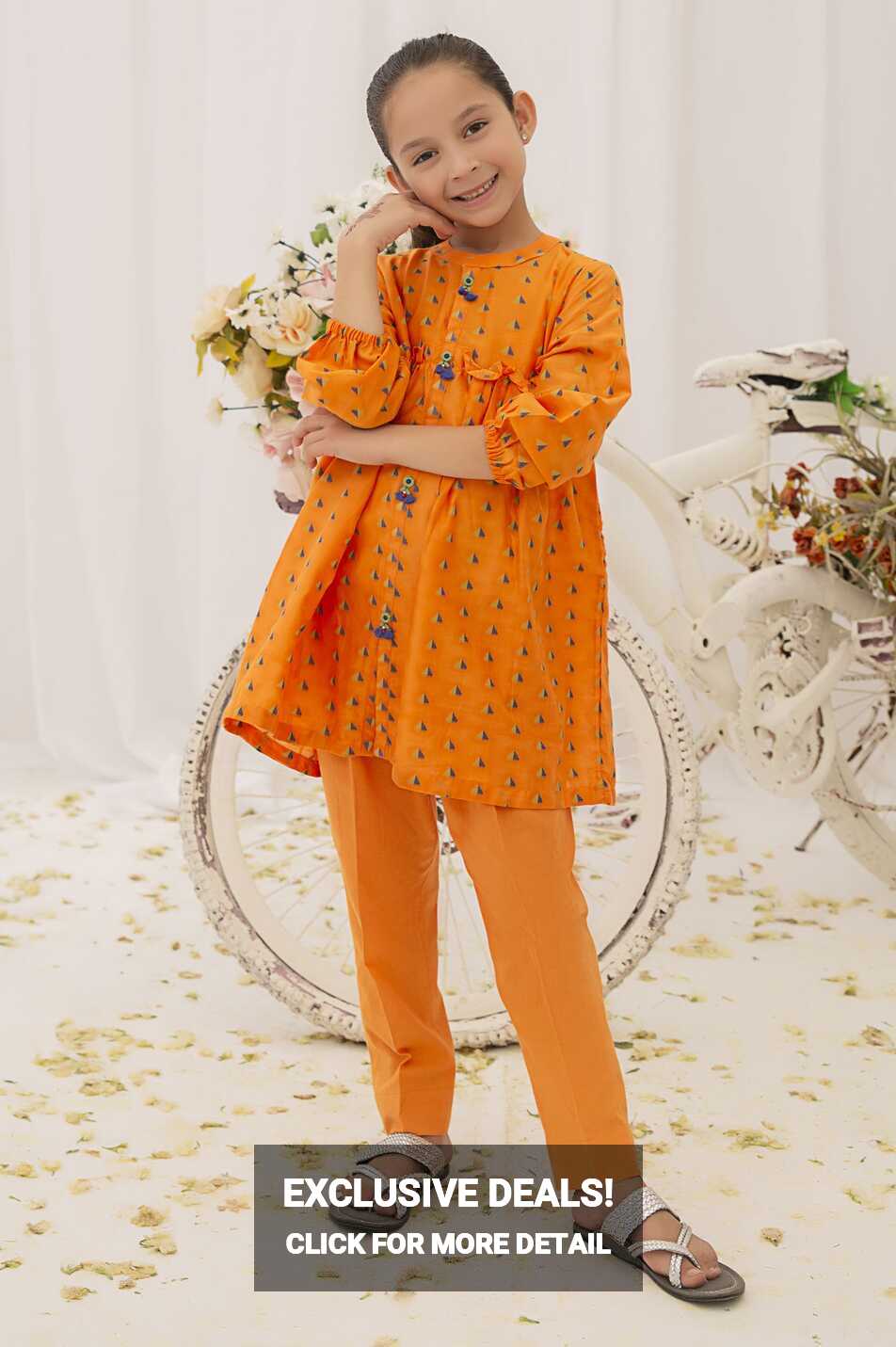 Jacquard Orange Kurti – Diners Pakistan