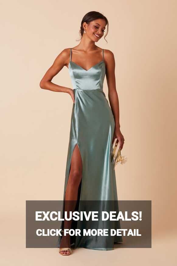 Jay Shiny Satin Dress - Sea Glass