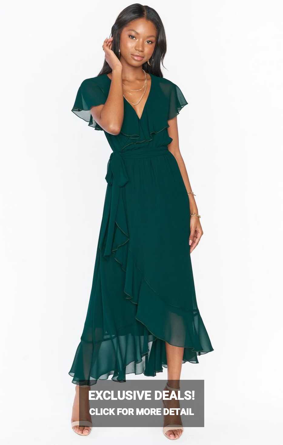 Jess Ruffle Midi Dress ~ Show Me the Ring Crisp | Ruffle midi ...