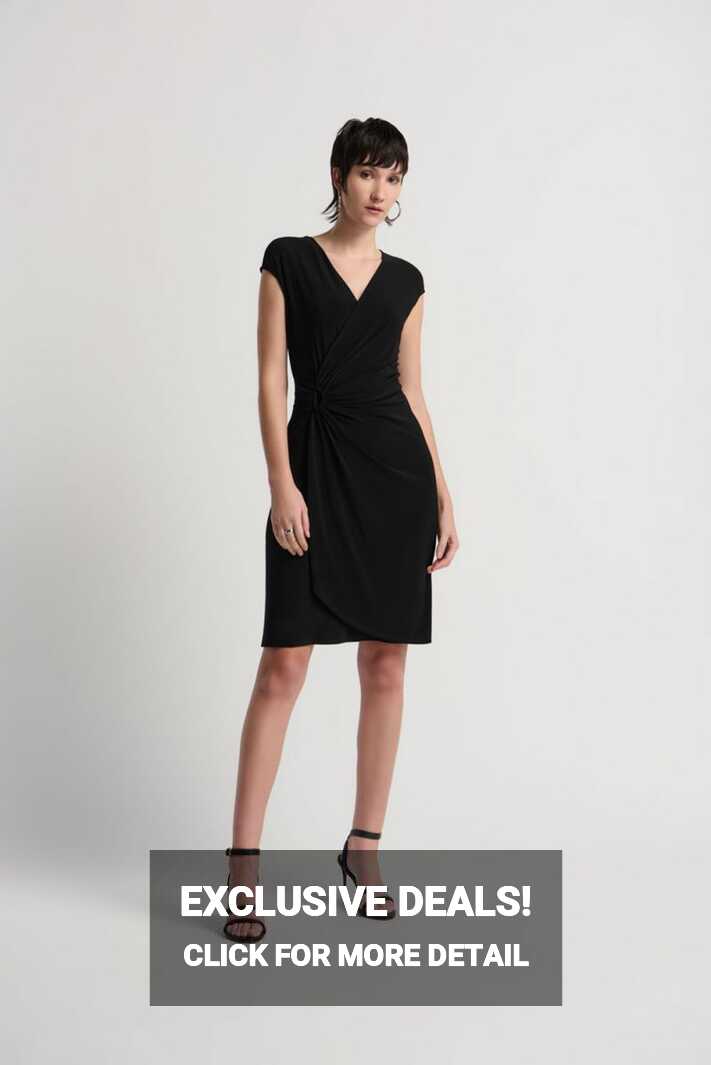 Joseph Ribkoff Black Sleeveless Wrap Dress Style 231138