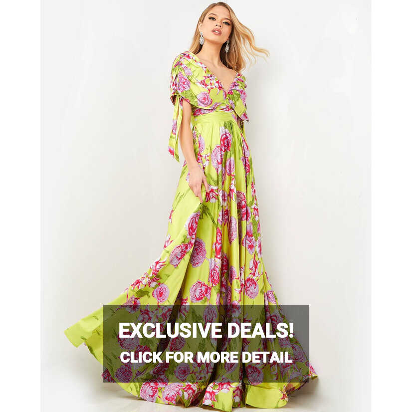 Jovani 04176 Multi Floral Chiffon Maxi Evening Dress ...