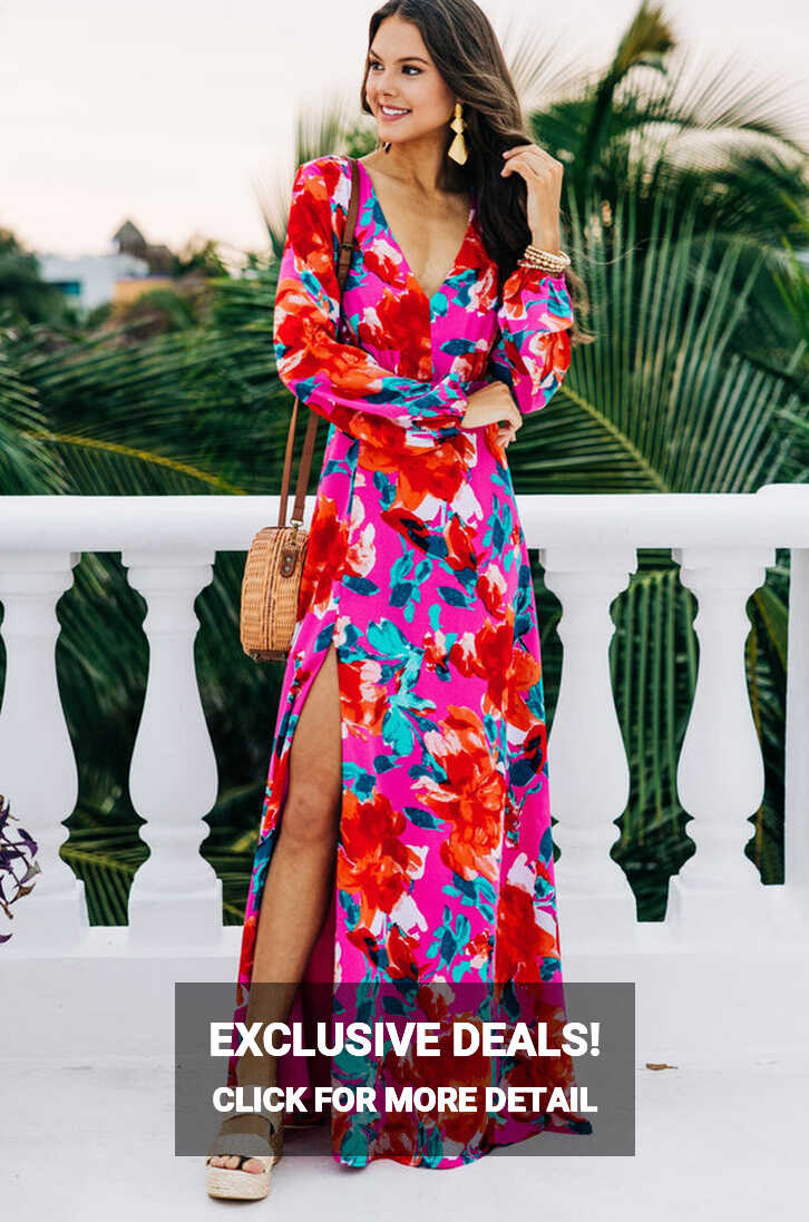 Just Feels Right Fuchsia Pink Floral Maxi Dress – Shop the Mint