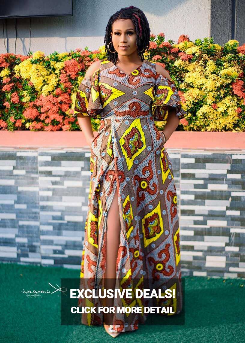 KIKI Ankara Cold Shoulder Maxi Dress - Yellow - dlooksbykiki eStore