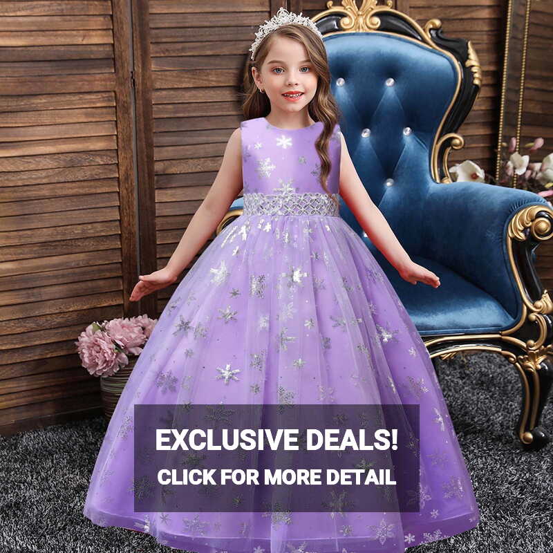 KONBECA Toddler Girls Princess Dress, Snowflake Pattern ...