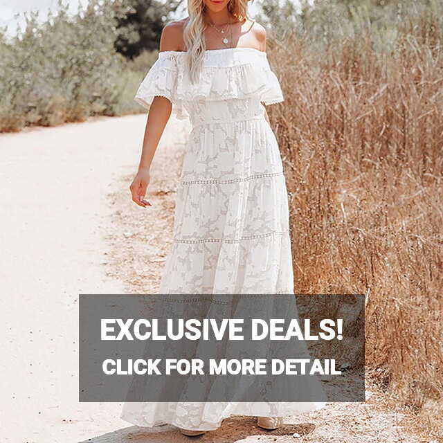 KONBECA White Maxi Dress for Women, Plus Size, Boho Summer Casual ...