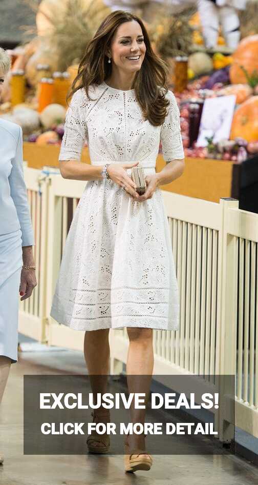 Kate Middleton Elegant Knee Length White Lace Cocktail Dress ...