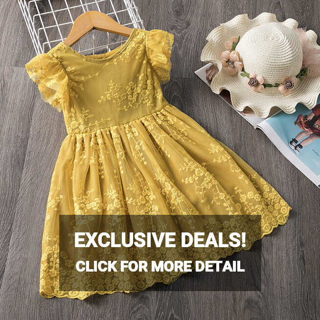 Kid/Toddler Girl Embroidery Yellow Princess Party Dress – Yara ...