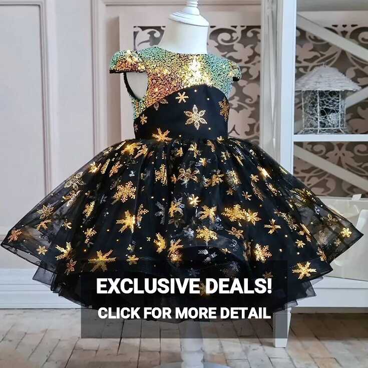 Kids Christmas Dresses for Girls Gold Sequin 2022 New Xmas Party ...