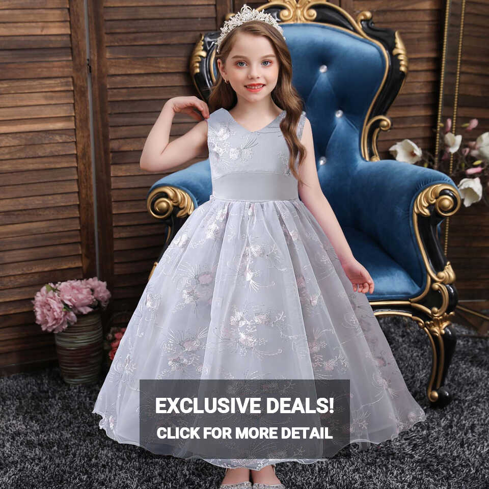 Kids Dress Girls Sleeveless Princess Dress Bow Tie Lace Flowers ...