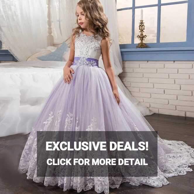 Kids Elegant Bridesmaid Wedding Flower Girls Dress For Girls Party ...