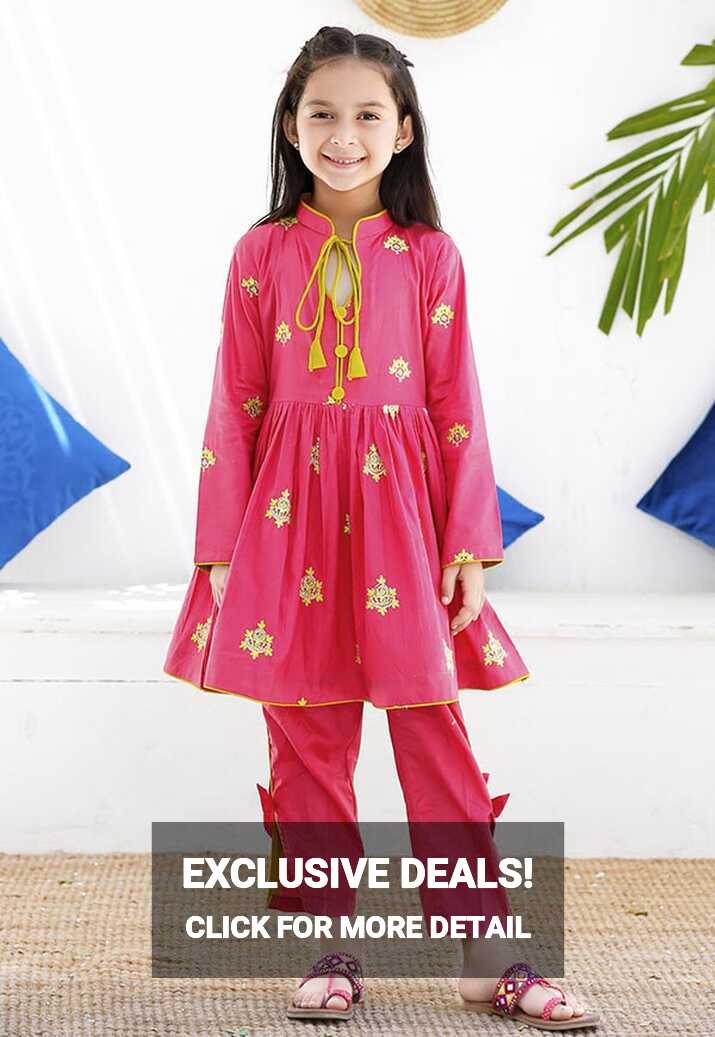 Kids Embroidered Lawn Dress - Modest Clothing