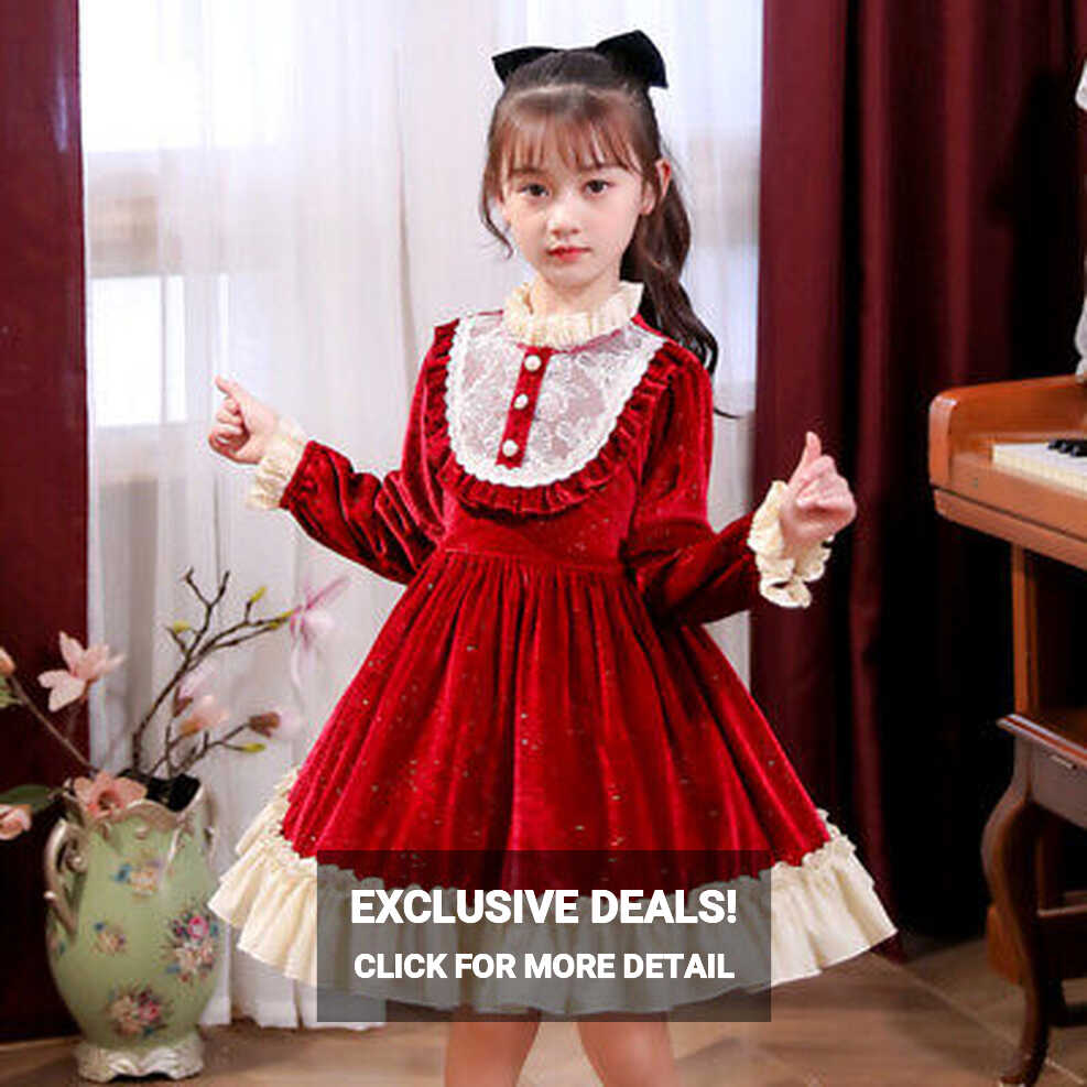 Kids Girls Princess Glitter Velvet Dress Wedding Prom Party ...