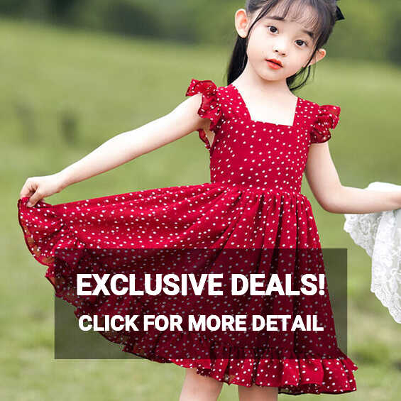 Kids Polka Dots Chiffon Dress Detachable Bowknot Ruffle Swing ...