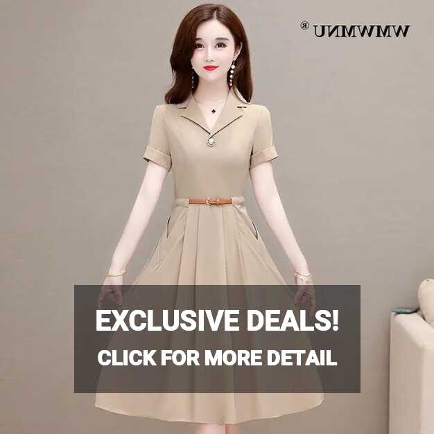 Knee Length Dress Womens Korea | Korean Office Elegant Dresses ...